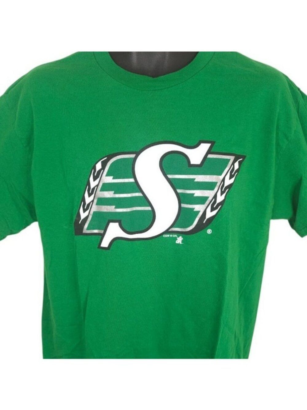 Saskatchewan Roughriders T Shirt Mens Size Large Green CFL Canadian Football
